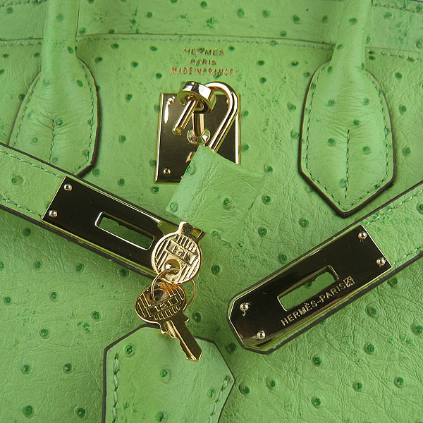 Replica Hermes Birkin 30CM Ostrich Veins Handbag Green 6088 On Sale